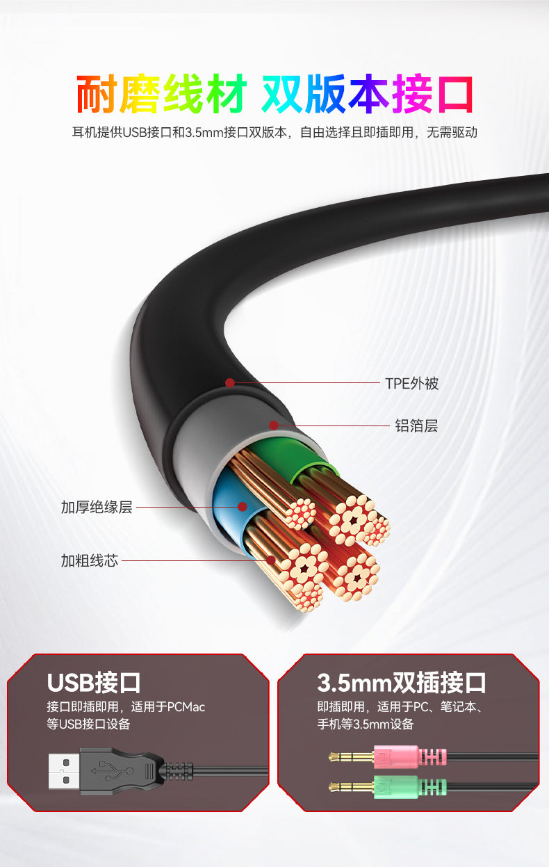 T-Wolf H120 Computer Headset Wired Gaming E-Sports Headset 3.5mm with Microphone High Quality Sound