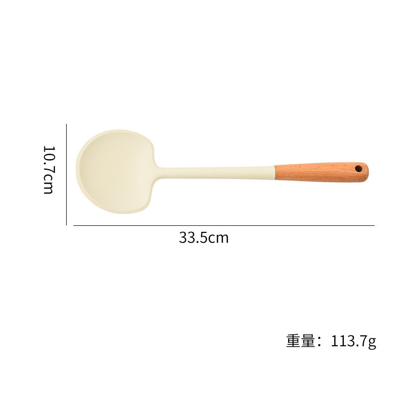 Wooden Handle Silicone Spatula Set Household Kitchen Utensils Mushroom Spatula Household Food Grade Cooking Spatula Fried Rice Non-Stick Spatula