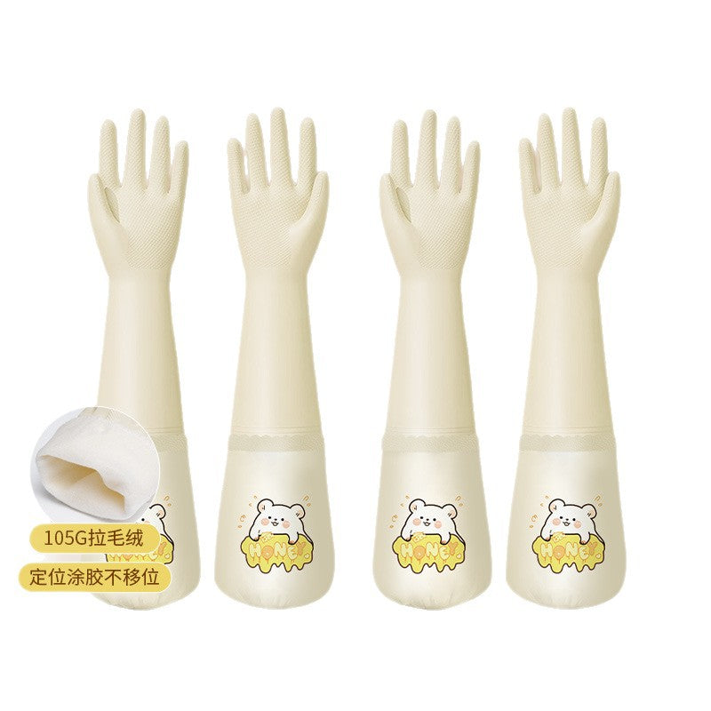 Winter Velvet All-In-One Velvet Gloves for Housework, Dishwashing, Kitchen, Durable Rubber Cleaning, Cooking, Laundry, Women's Waterproof
