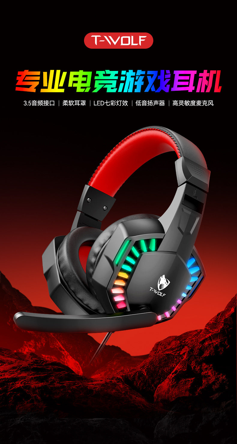T-Wolf H120 Computer Headset Wired Gaming E-Sports Headset 3.5mm with Microphone High Quality Sound