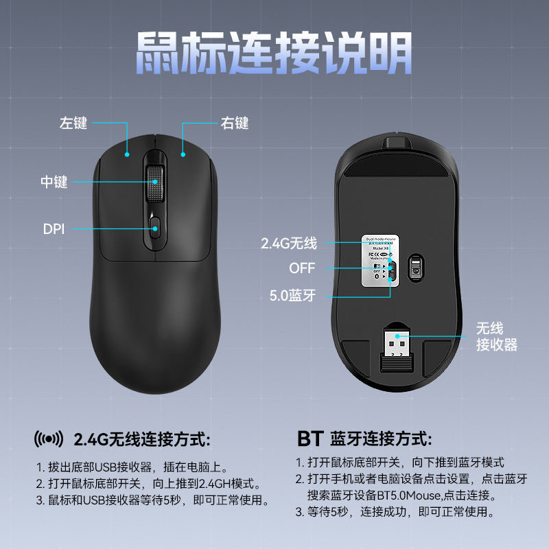 T-Wolf Thunder Wolf X8 Wireless Mouse Gpw Lightweight Gaming Bluetooth Mouse Silent with Anti-Slip Grip