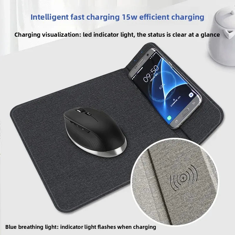Cross-Border New Wireless Charging Mouse Pad Multifunctional Foldableing Stand 15W Mobile Phone Fast Charging Office Mouse Pad
