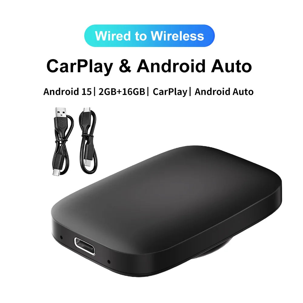 VCARLINKPLAY Carplay Ai Box Wireless Android Auto Carplay Adapter for Netflix YouTube Car Intelligence Android 15 Systems Gifts