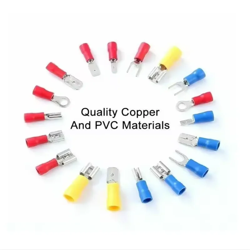 New Insulated Cable Connector Electrical Wire Crimp Spade Butt Ring Fork Set Ring Lugs Rolled Terminals Assorted Kit