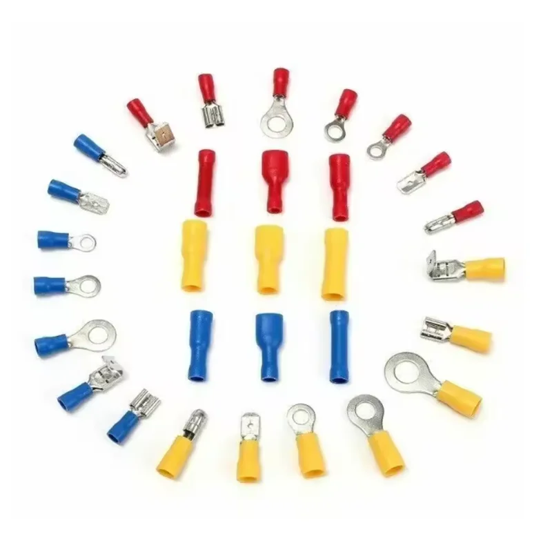 New Insulated Cable Connector Electrical Wire Crimp Spade Butt Ring Fork Set Ring Lugs Rolled Terminals Assorted Kit
