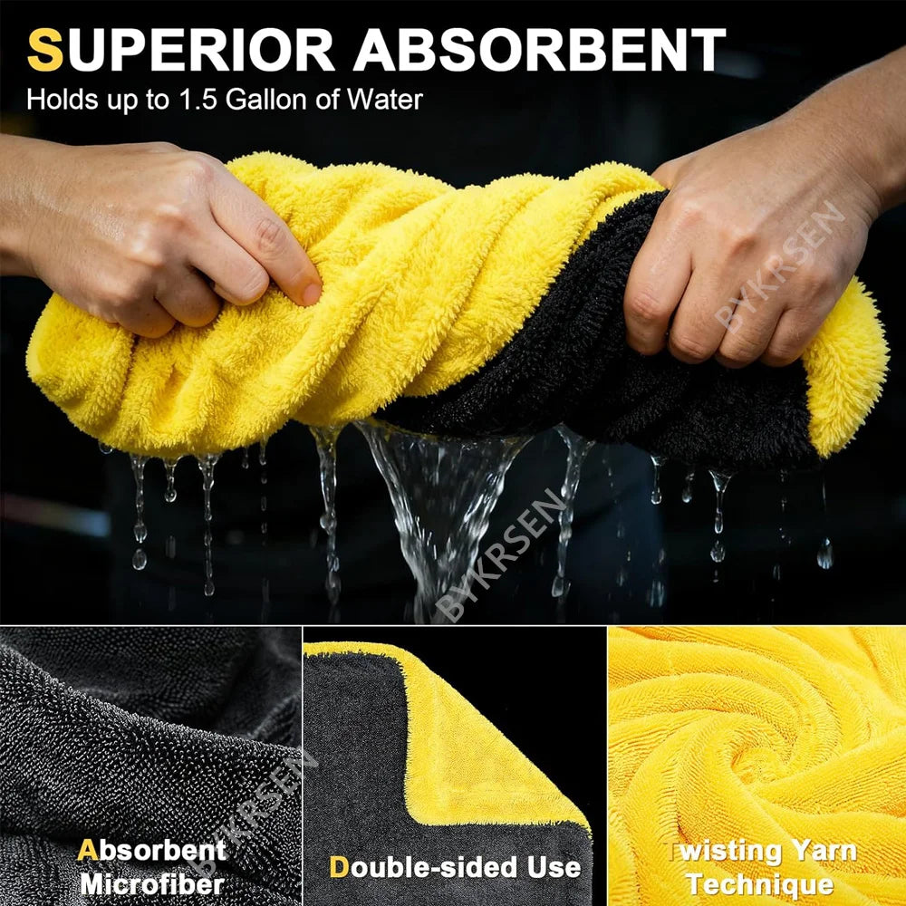 1800 Microfiber Car Wash Towel Large Car Quick Drying Cloth Super Absorbent Car Window Cleaning Towel Thicken Car Detailing Rags