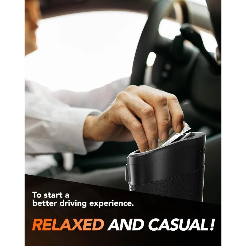 Car Trash Can (with Lid) Auto Dust Organizer with Garbage Bags Small Car Trash Bin Can Car Interior Rubbish Bag Car Accessories