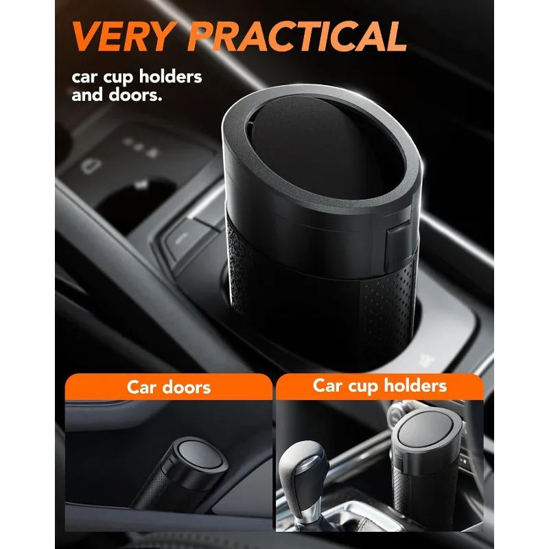Car Trash Can (with Lid) Auto Dust Organizer with Garbage Bags Small Car Trash Bin Can Car Interior Rubbish Bag Car Accessories