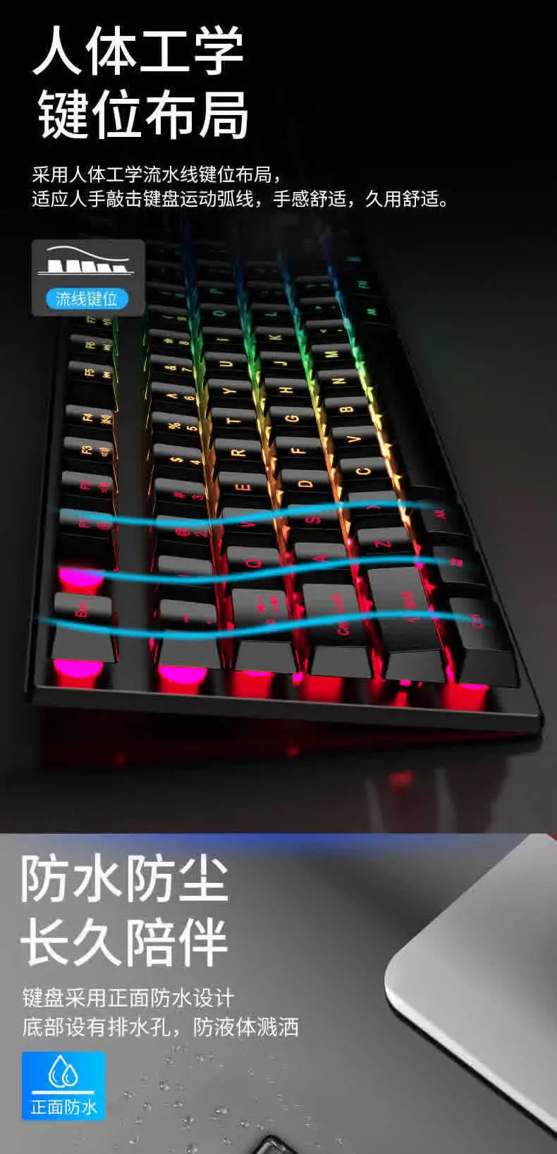 Carpbaba GX305A RGB USB Gaming Keyboard – 104 Keys