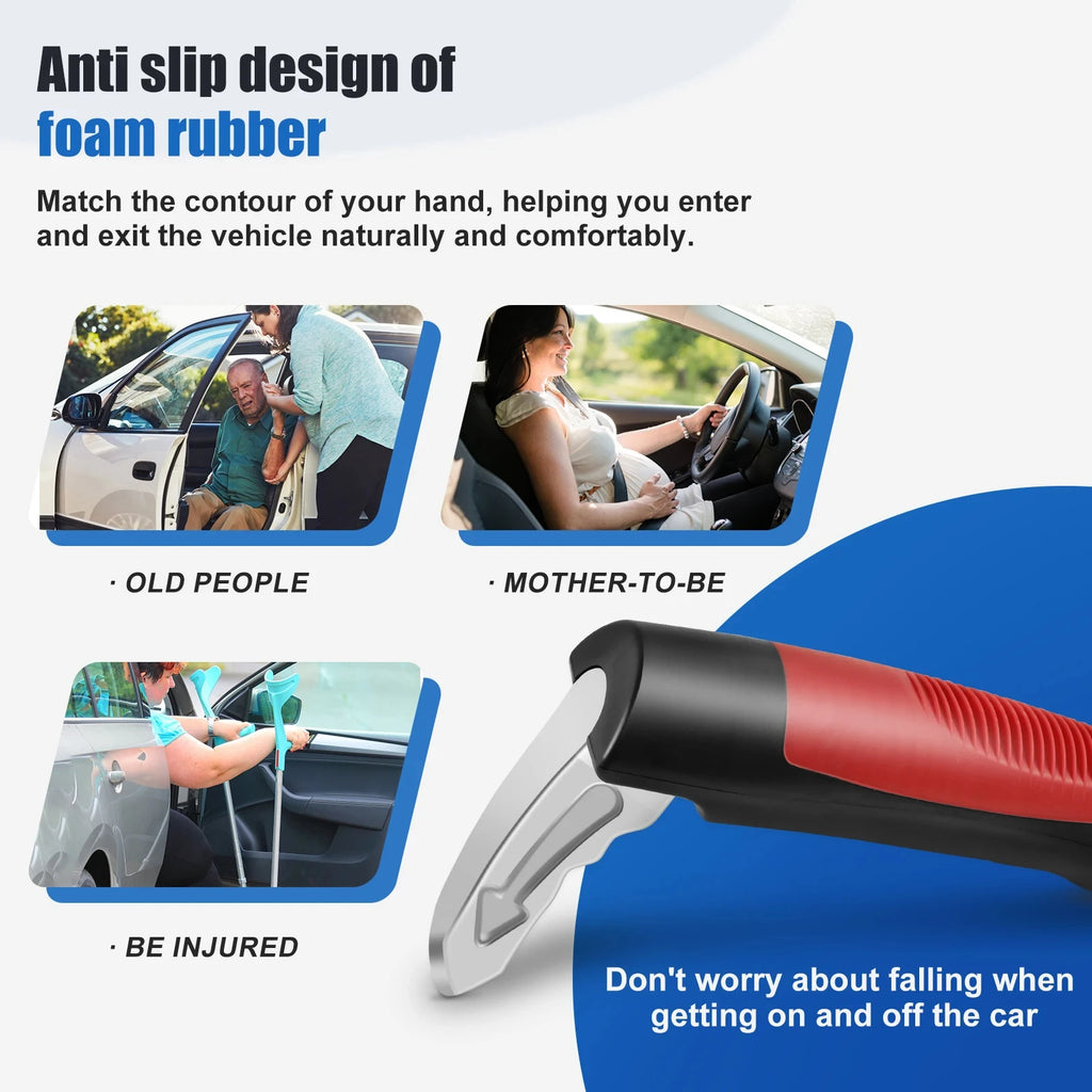 Non-Slip Car Door Handle Armrest Assist Grab Bar for Elderly Ergonomic Vehicle Support Handle Cane Aid Auto Safety Tool