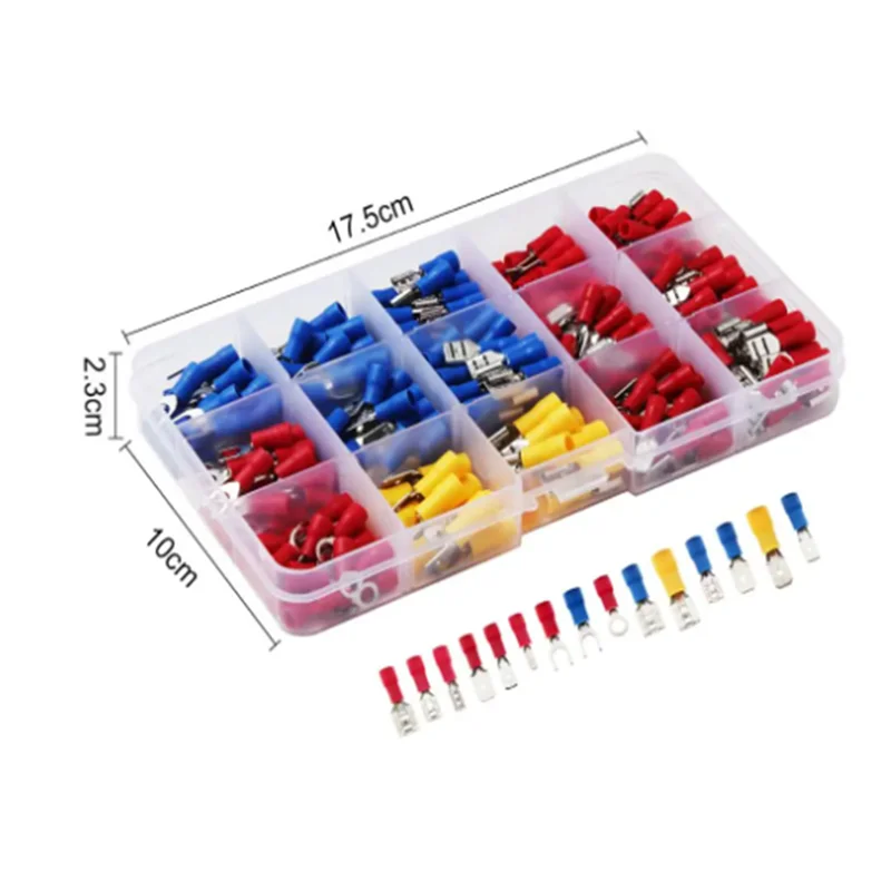 New Insulated Cable Connector Electrical Wire Crimp Spade Butt Ring Fork Set Ring Lugs Rolled Terminals Assorted Kit