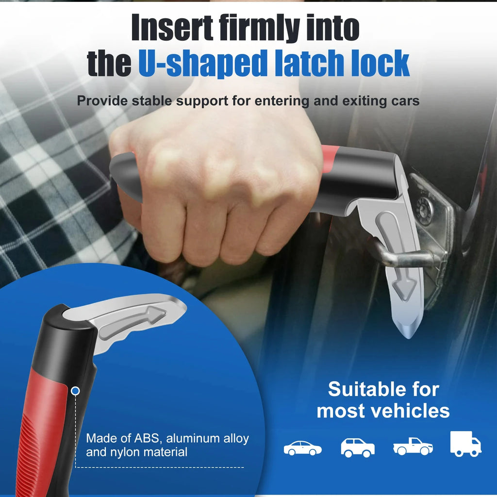Non-Slip Car Door Handle Armrest Assist Grab Bar for Elderly Ergonomic Vehicle Support Handle Cane Aid Auto Safety Tool