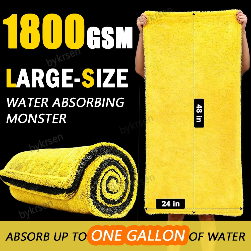 1800 Microfiber Car Wash Towel Large Car Quick Drying Cloth Super Absorbent Car Window Cleaning Towel Thicken Car Detailing Rags