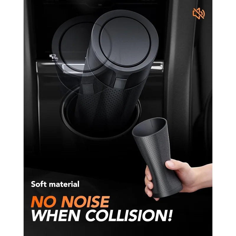 Car Trash Can (with Lid) Auto Dust Organizer with Garbage Bags Small Car Trash Bin Can Car Interior Rubbish Bag Car Accessories