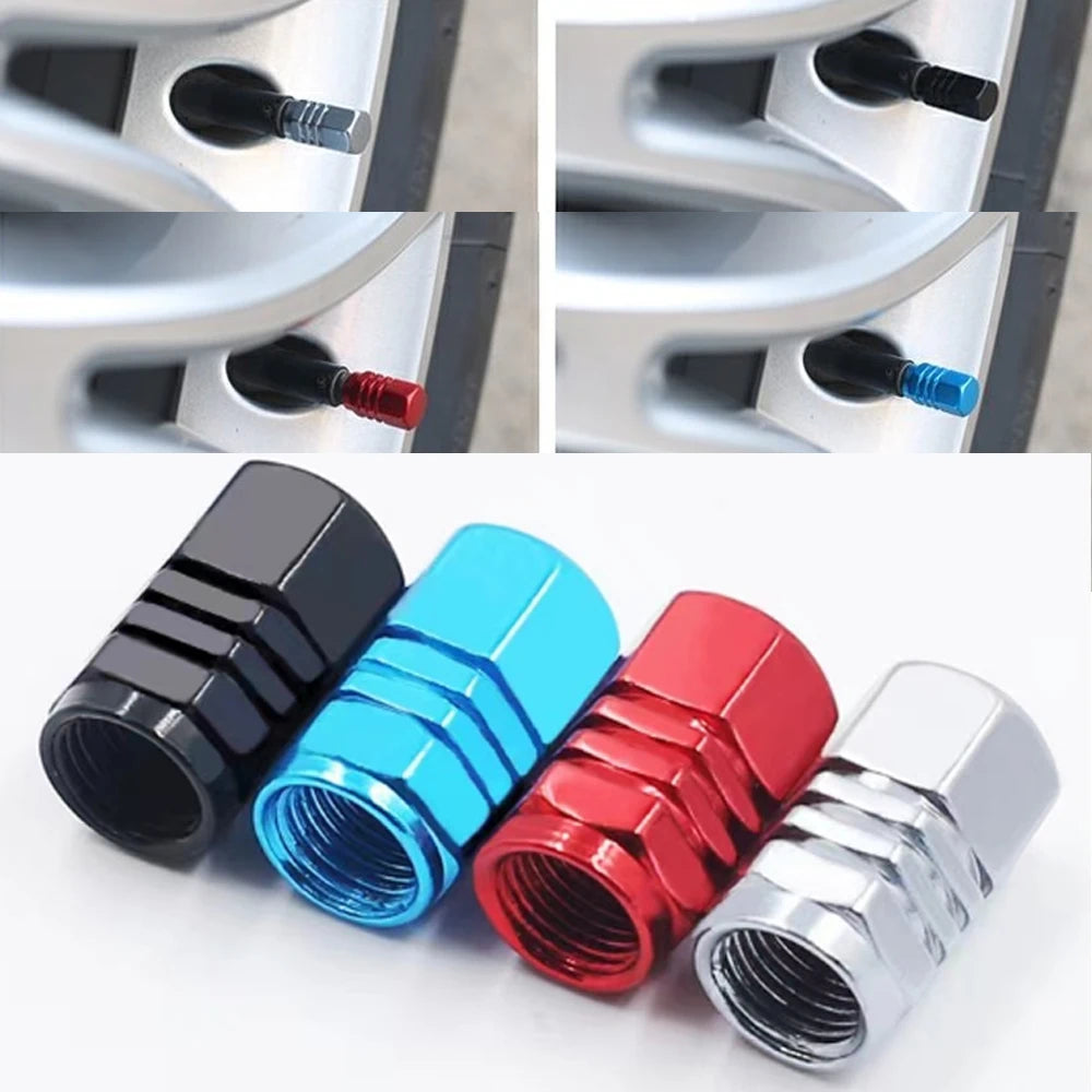 Aluminum Alloy Car Wheel Tire Valve Caps Tyre Rim Stem Covers Airdust Waterproof For Automobiles Motorcycles Trucks Bikes