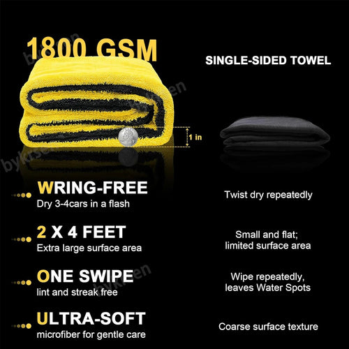 1800 Microfiber Car Wash Towel Large Car Quick Drying Cloth Super Absorbent Car Window Cleaning Towel Thicken Car Detailing Rags